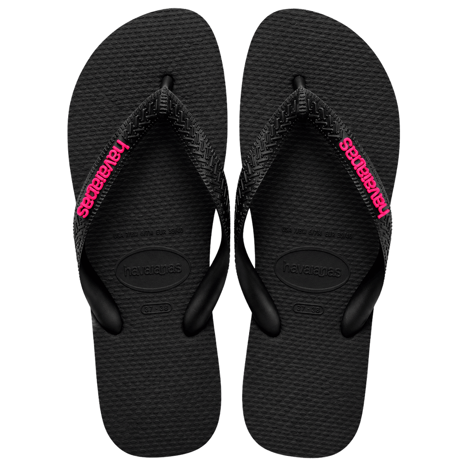 Havaianas Top Preta + Plaquinha Pink